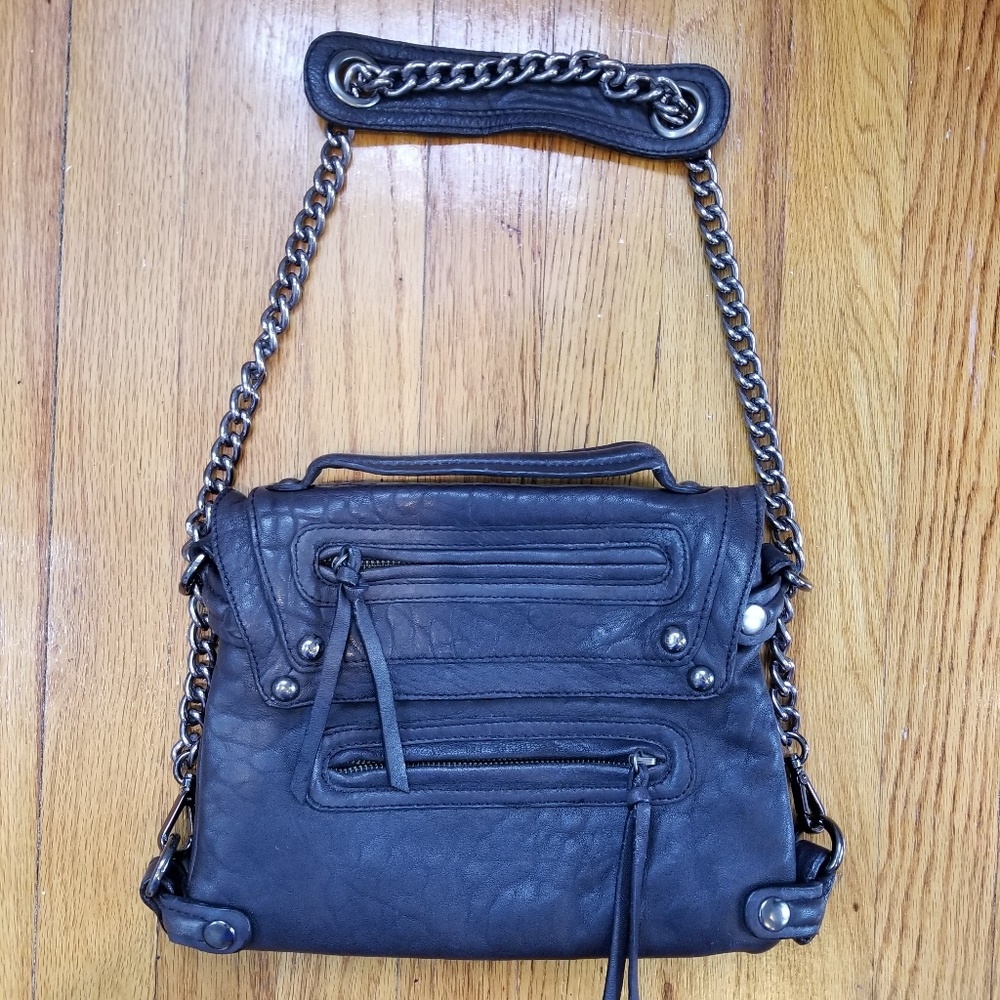 Zara Black leather purse with chain strap